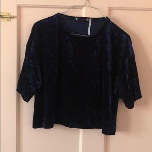 Indigo velvet crop top